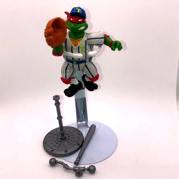 90S TMNT Grand Slammin Raph Action Figure 100% Complete w Accessories - Picture 1 of 5